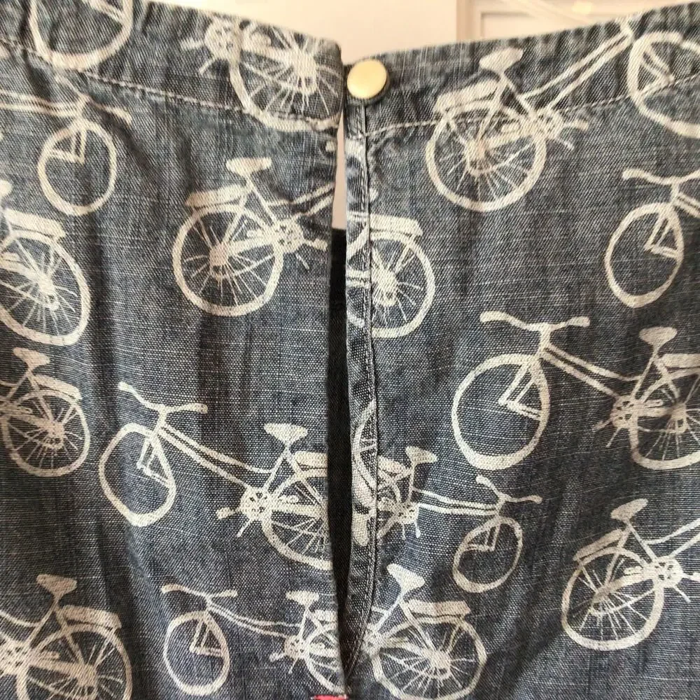 Crewcuts Blue Chambray Bicycle Print Cotton Dress Sz 10